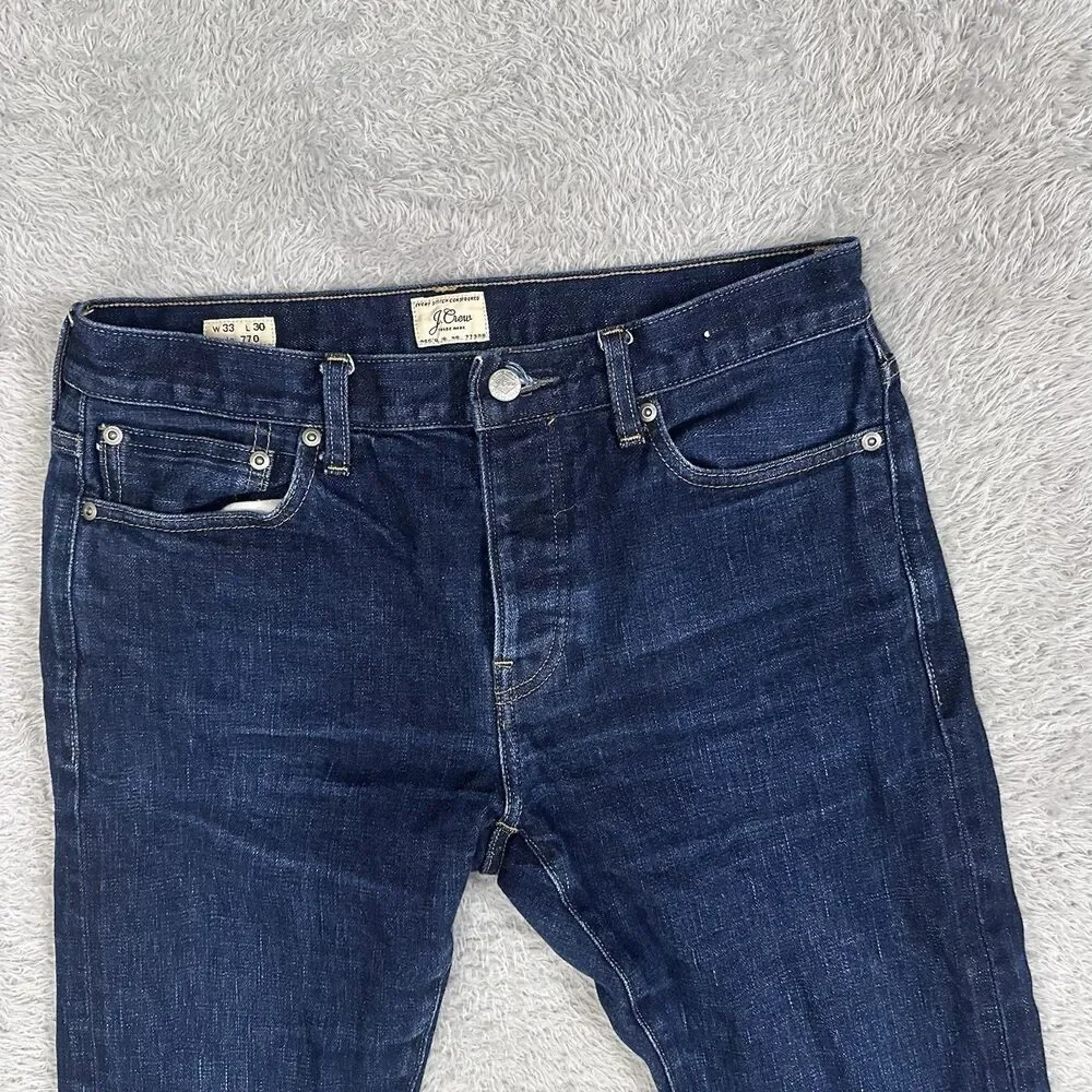 J Crew Selvedge Jeans Men's 32x32 Button Fly Blue Denim 770 Stretch Straight